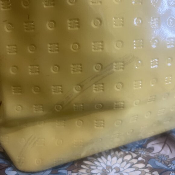 Project Bag-Arcadia Italian Handbag Embossed Patent Leather Satchel Yellow Tote - Picture 5 of 16